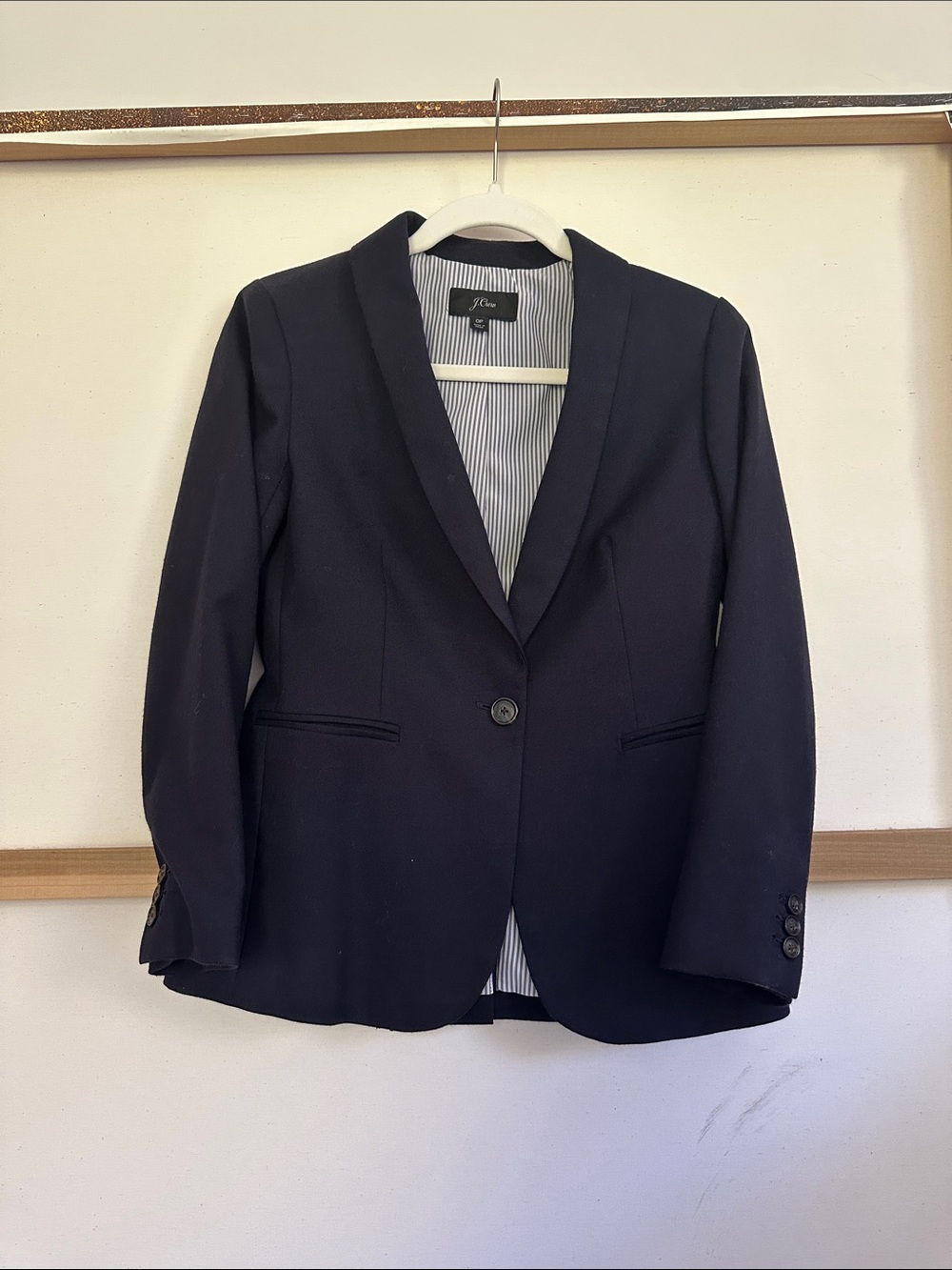 J. Crew Petite Dark Navy Wool Parke Blazer